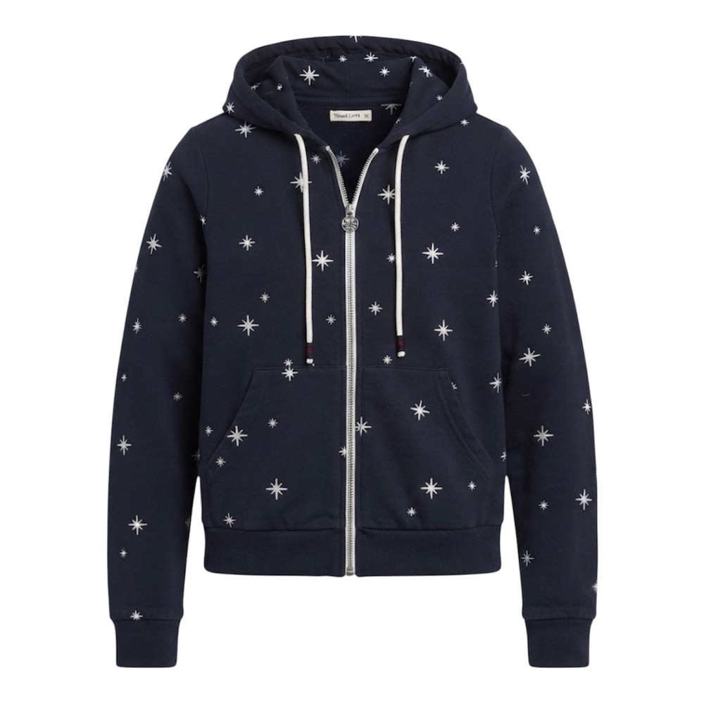 Marine Layer Zip Up Hoodie Women XS Navy Star Print Embroidered RN 140892